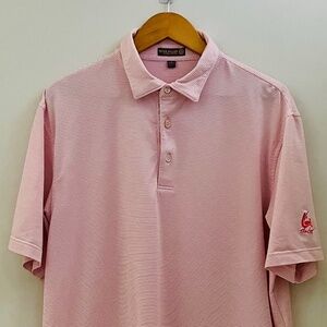 Peter Millar 4E Men's Summer Comfort Polo Size L Light Pink stripe on white